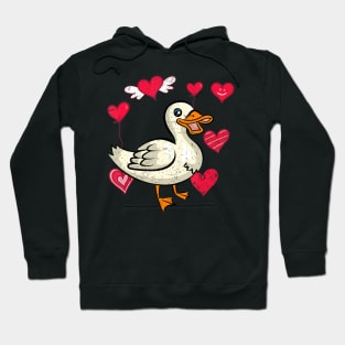 Farmer Duck Lover Farm Bird Animal Hearts Duck Hoodie